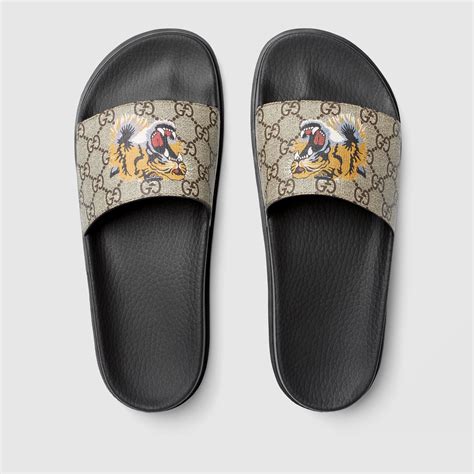 gucci slides with tiger print|Gucci tiger slide goat.